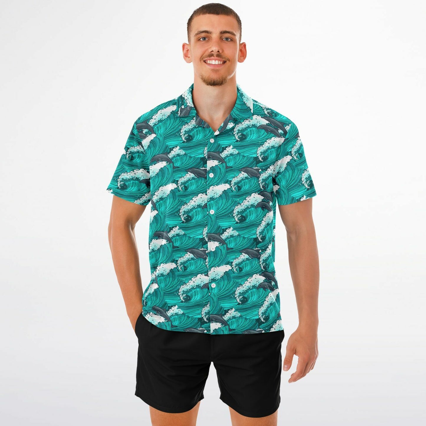 Dolphins Swimming the Surf