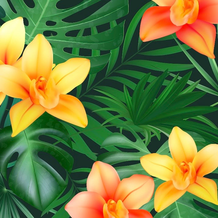 Orchids and Palm Fronds