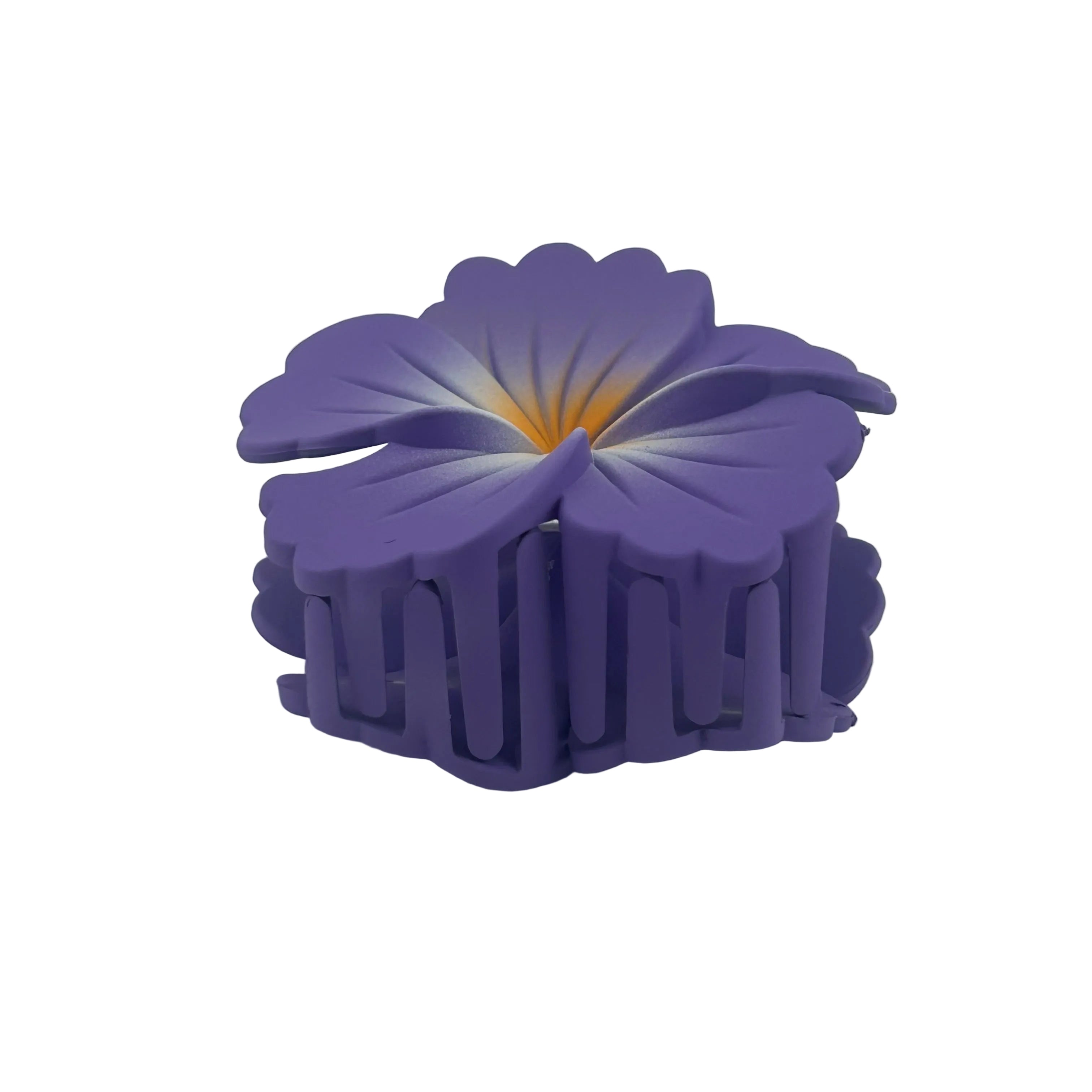 Hibiscus Hair Clip - Large: Purple/Orange