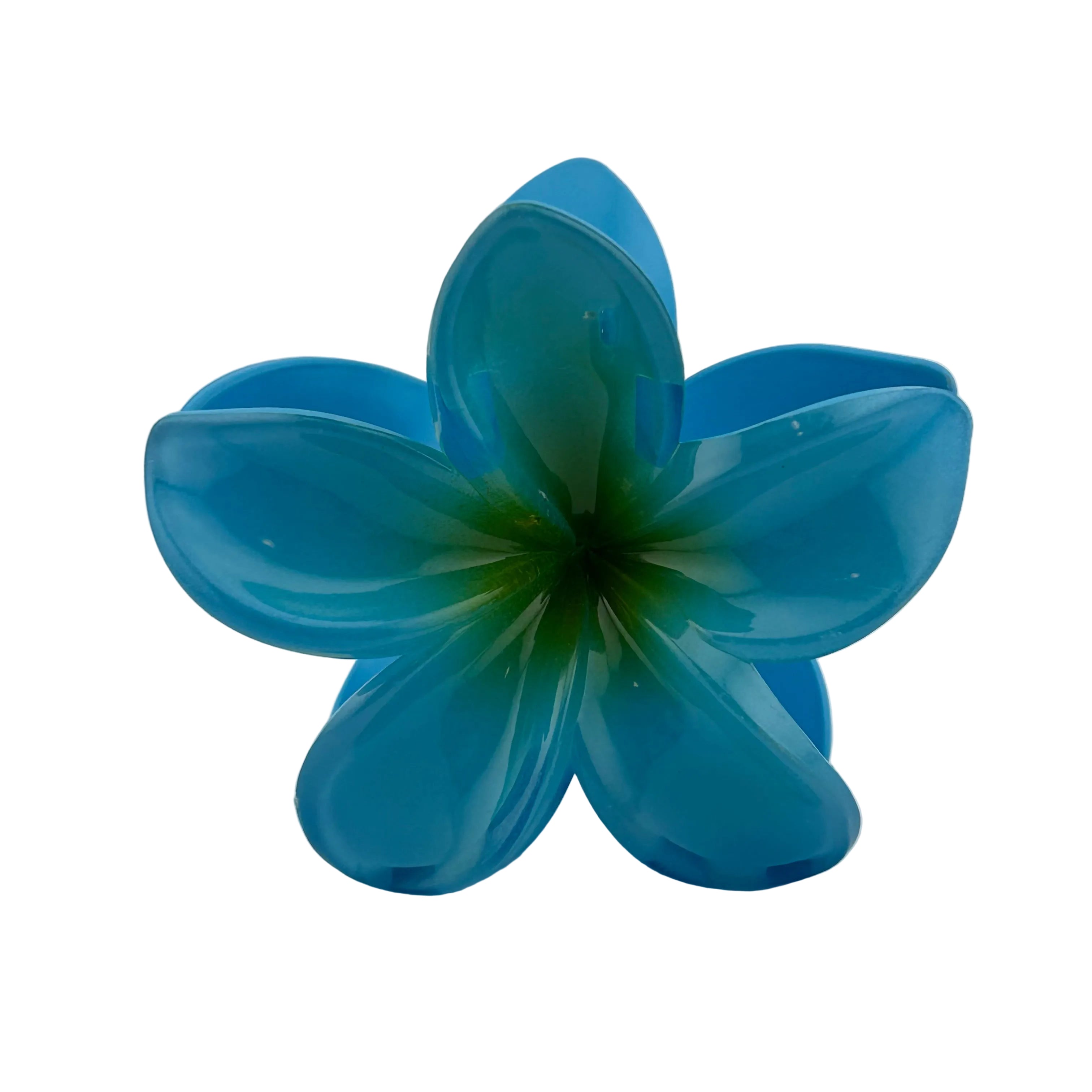 Plumeria Hair Clip - Large: Blue/Green