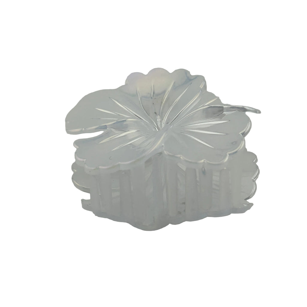 Hibiscus Hair Clip - Large: Iridescent White