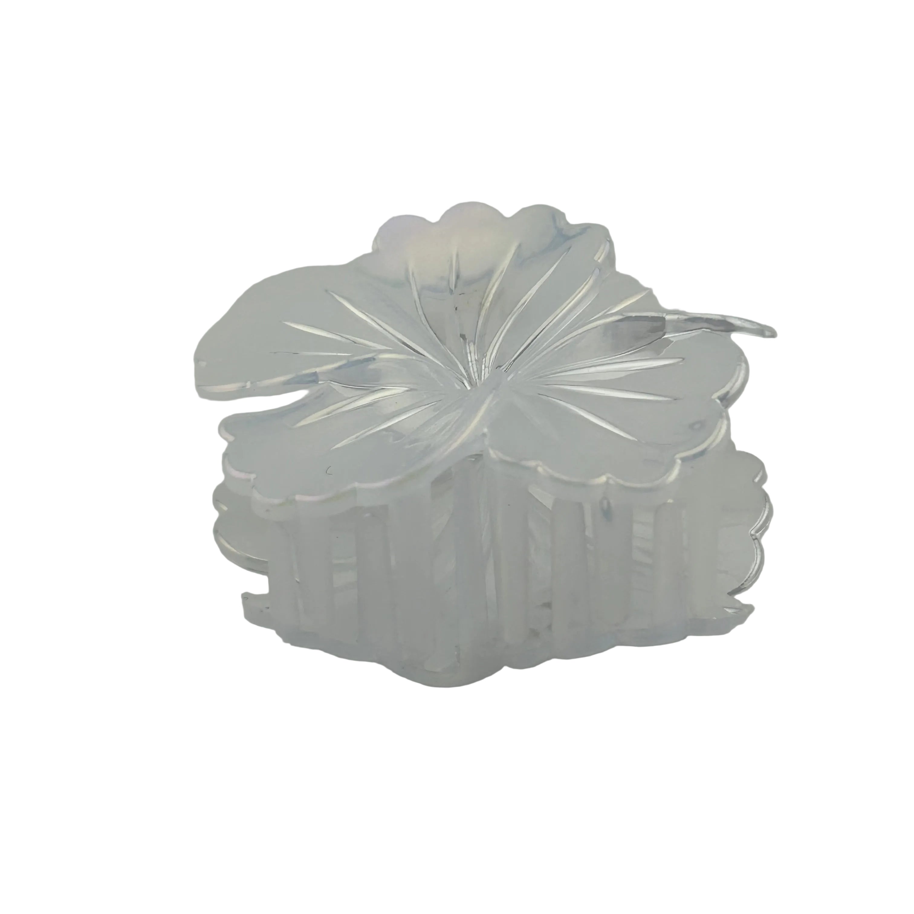 Hibiscus Hair Clip - Large: Iridescent White