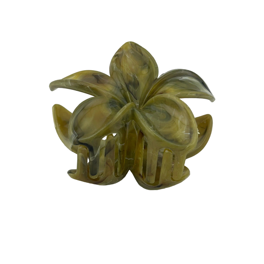 Plumeria Hair Clip - Large: Marbled Latte