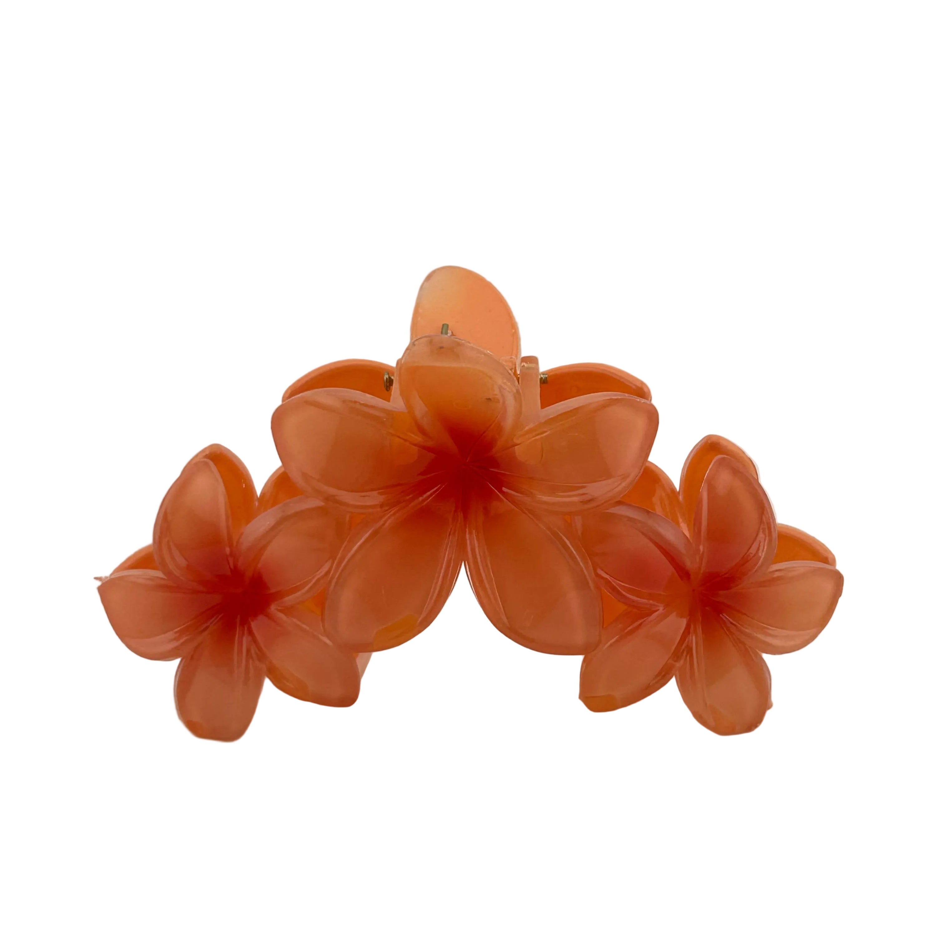 Plumeria Trio Hair Clip - Large: Orange