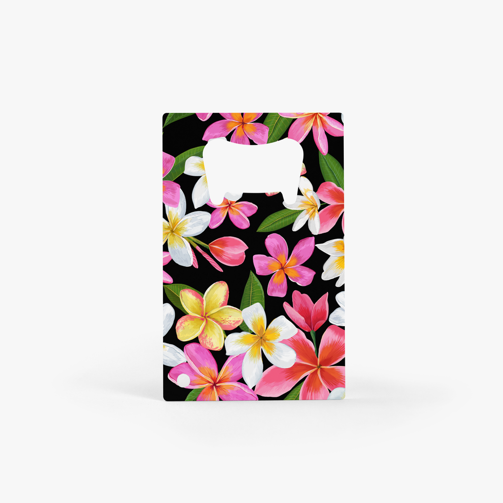 Watercolor Plumerias Card Bottle Opener