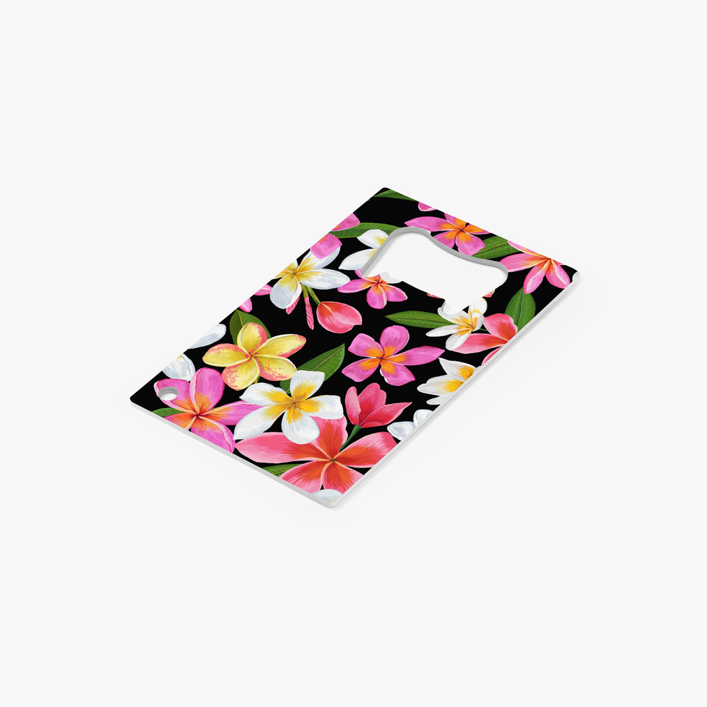 Watercolor Plumerias Card Bottle Opener