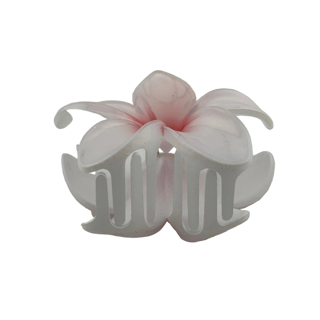 Plumeria Hair Clip - Large: White/Red