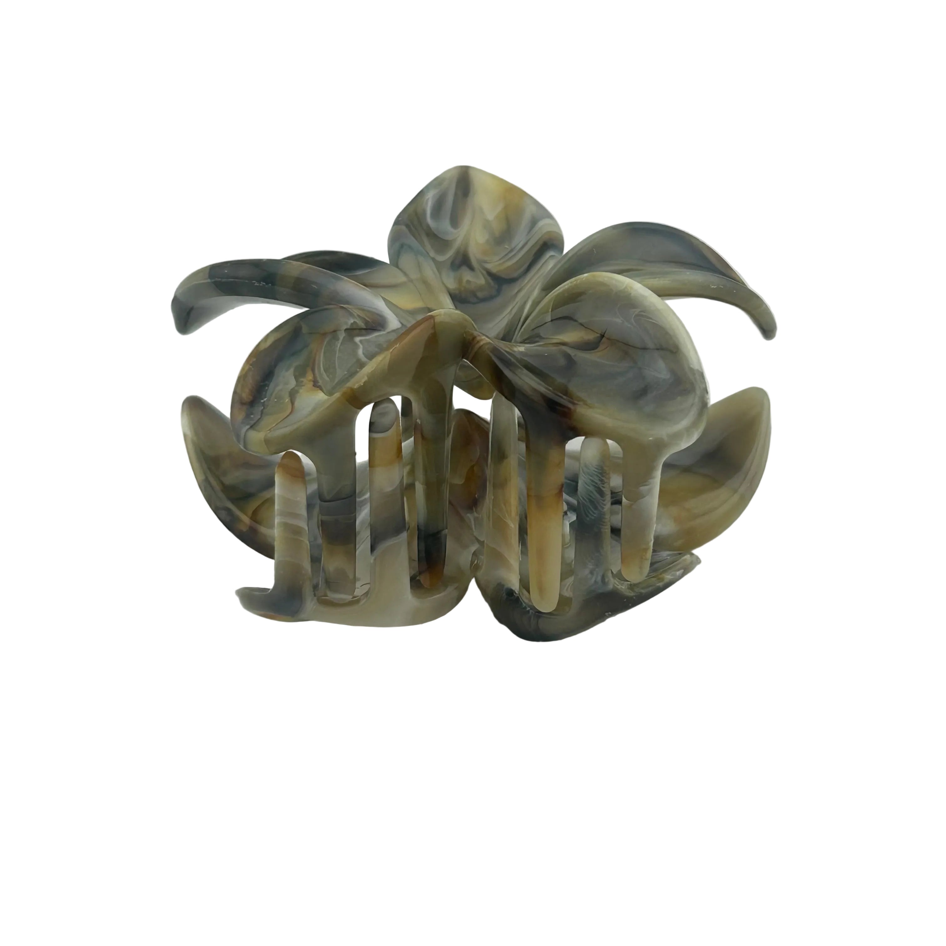 Plumeria Hair Clip - Large: Marbled Cappuccino