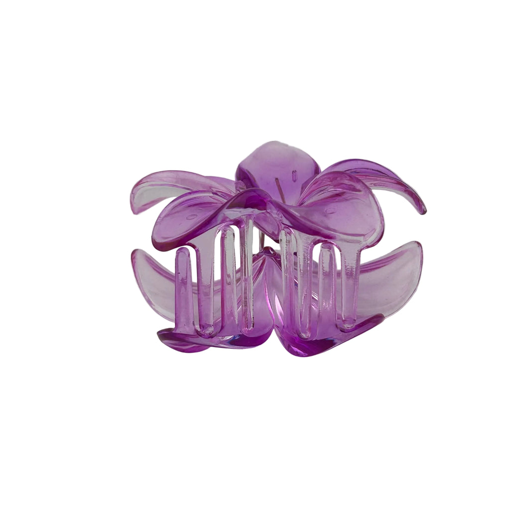 Plumeria Hair Clip - Large: Translucent Purple/Clear