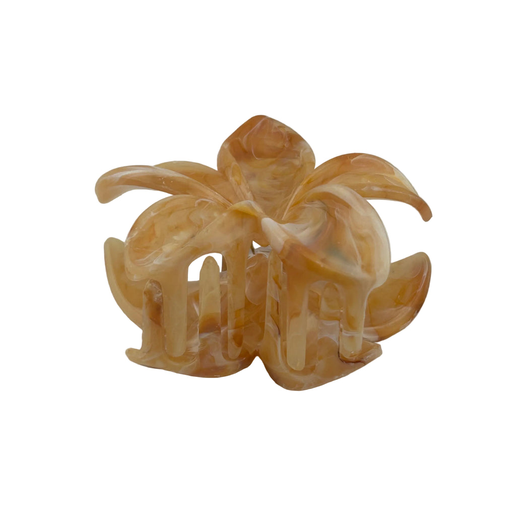Plumeria Hair Clip - Large: Marbled Light Brown