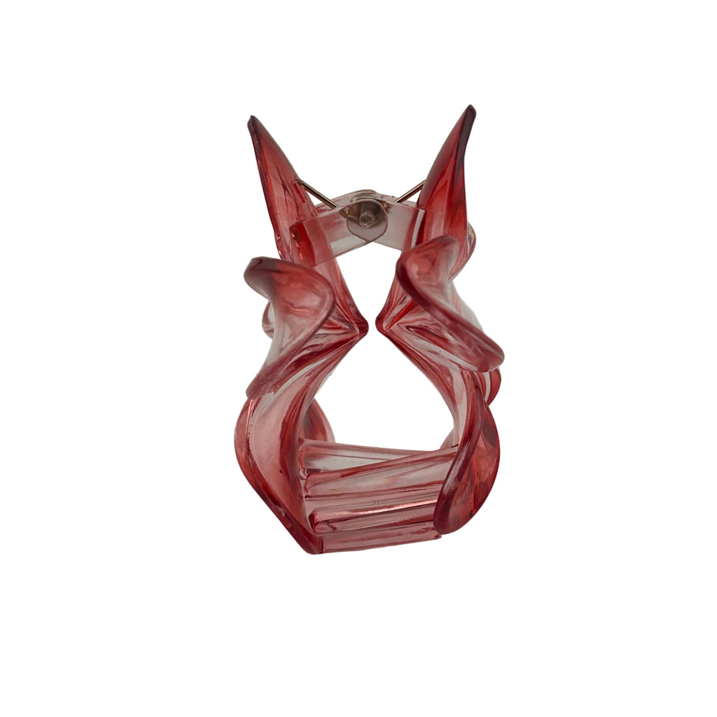 Plumeria Hair Clip - Large: Translucent Red/Clear