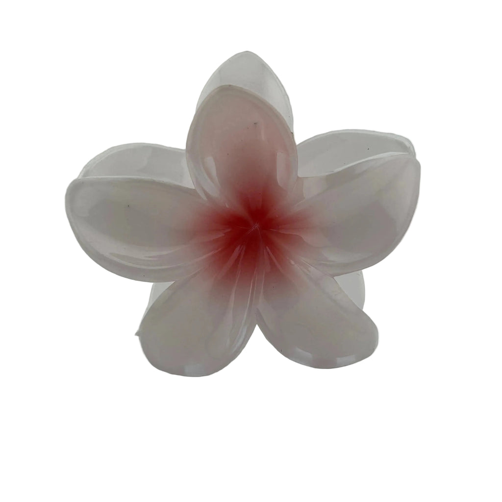 Plumeria Hair Clip - Large: White/Red