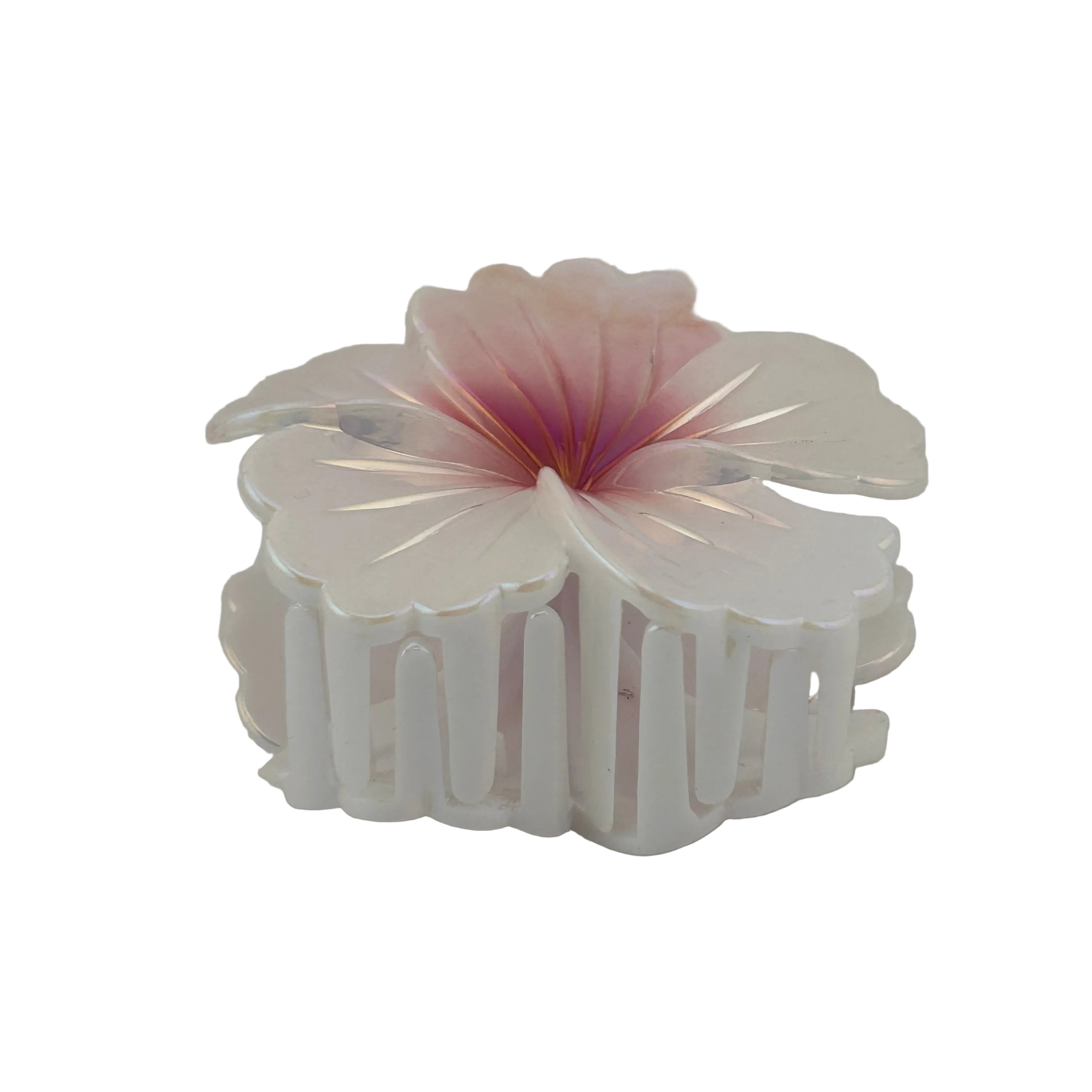Hibiscus Hair Clip - Large: Iridescent Pearl/Red