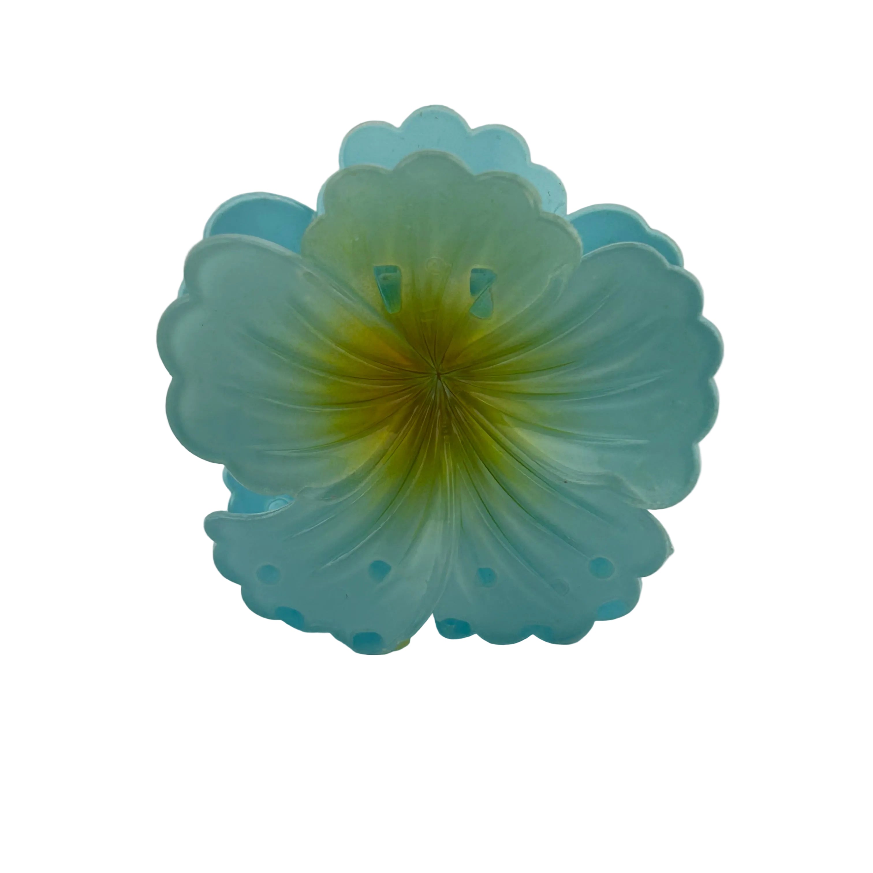 Hibiscus Hair Clip - Large: Light Blue/Gold #2