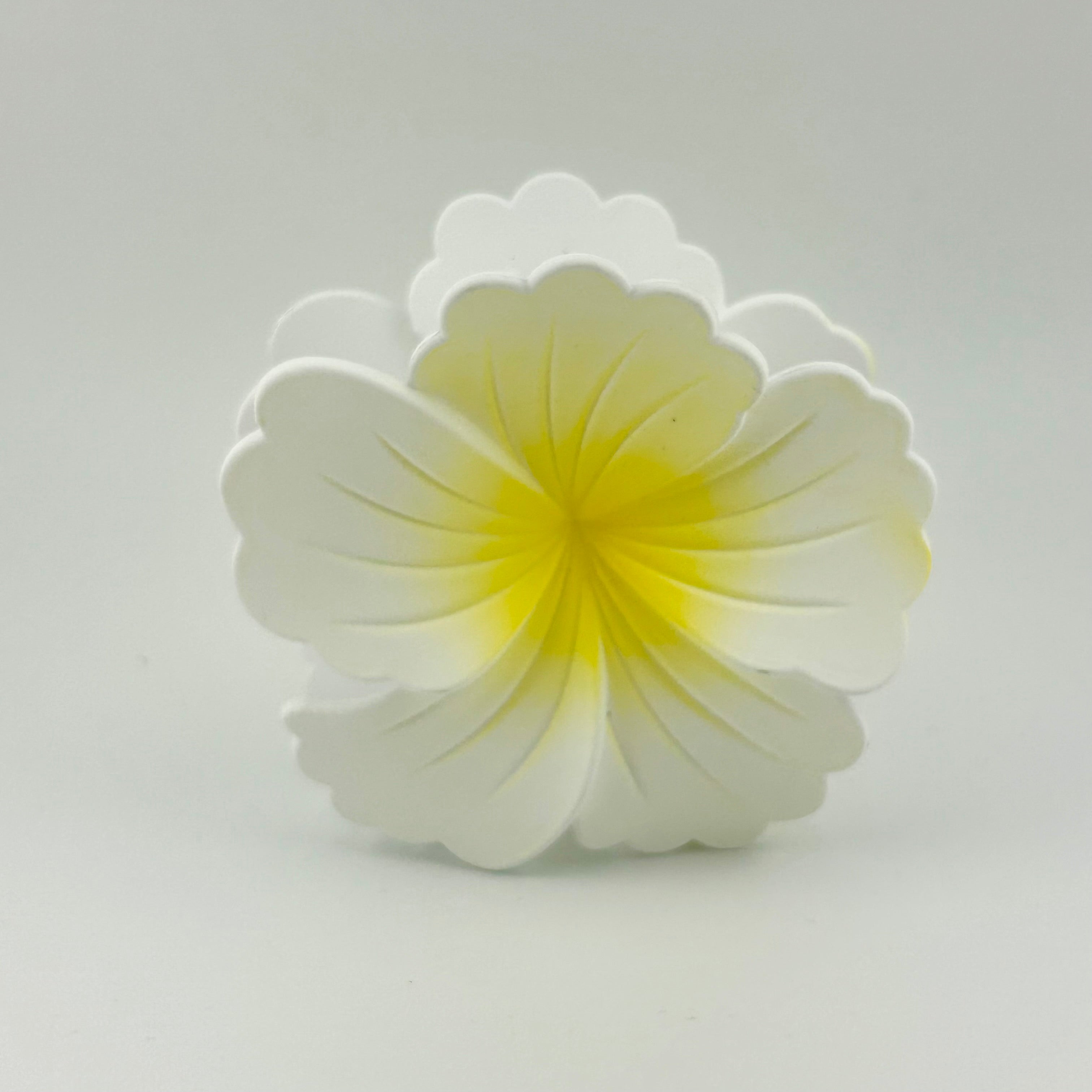 Hibiscus Hair Clip - Large: White/Yellow