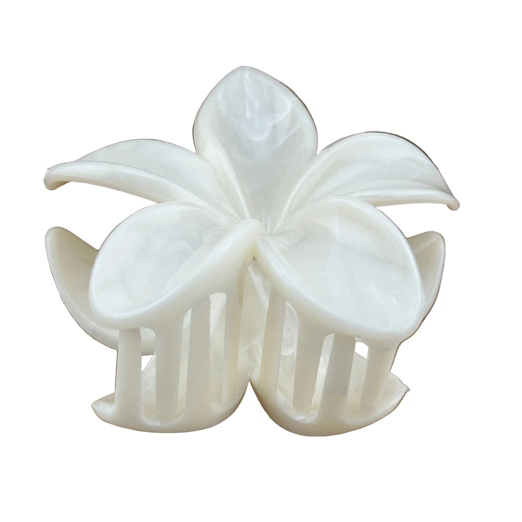 Plumeria Hair Clip - Large: Marbled White