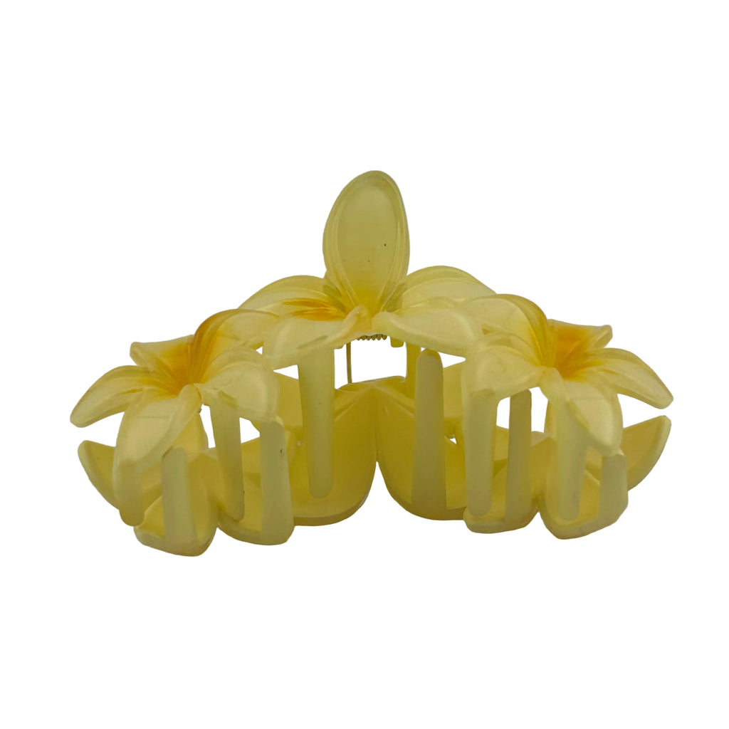 Plumeria Trio Hair Clip - Large: Yellow