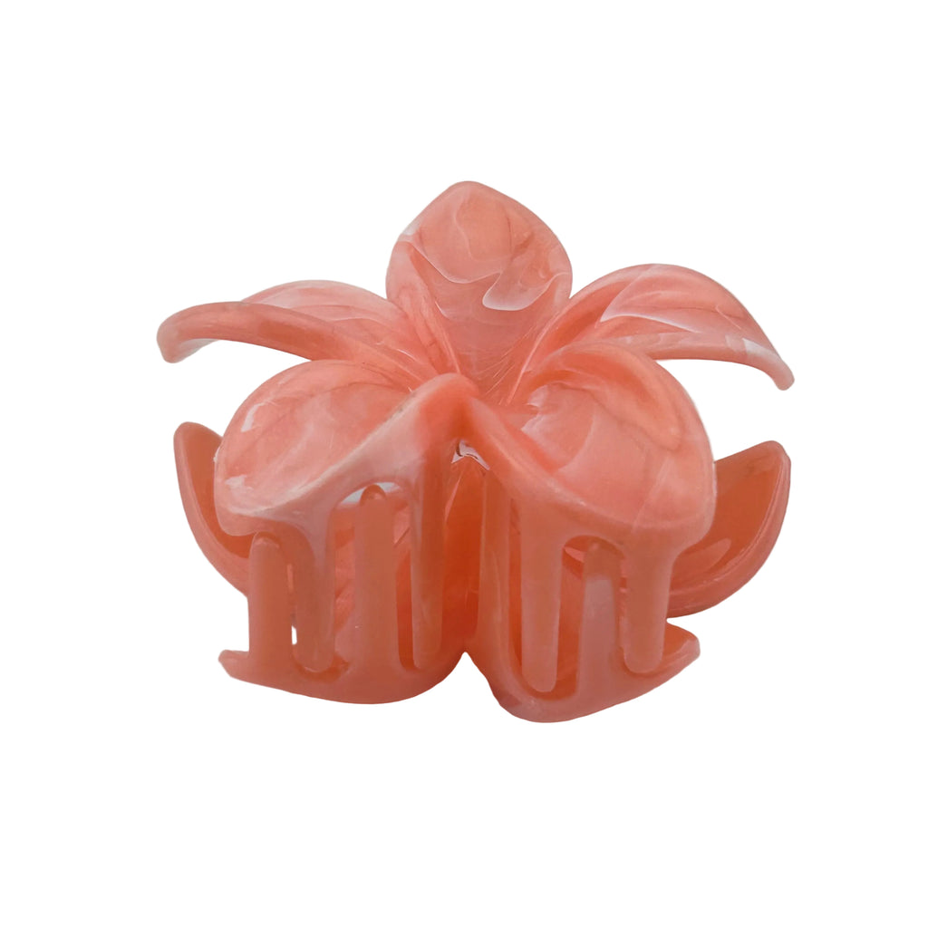 Plumeria Hair Clip - Large: Marbled Pink Coral