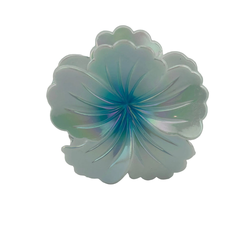 Hibiscus Hair Clip - Large: Iridescent Pearl/Blue