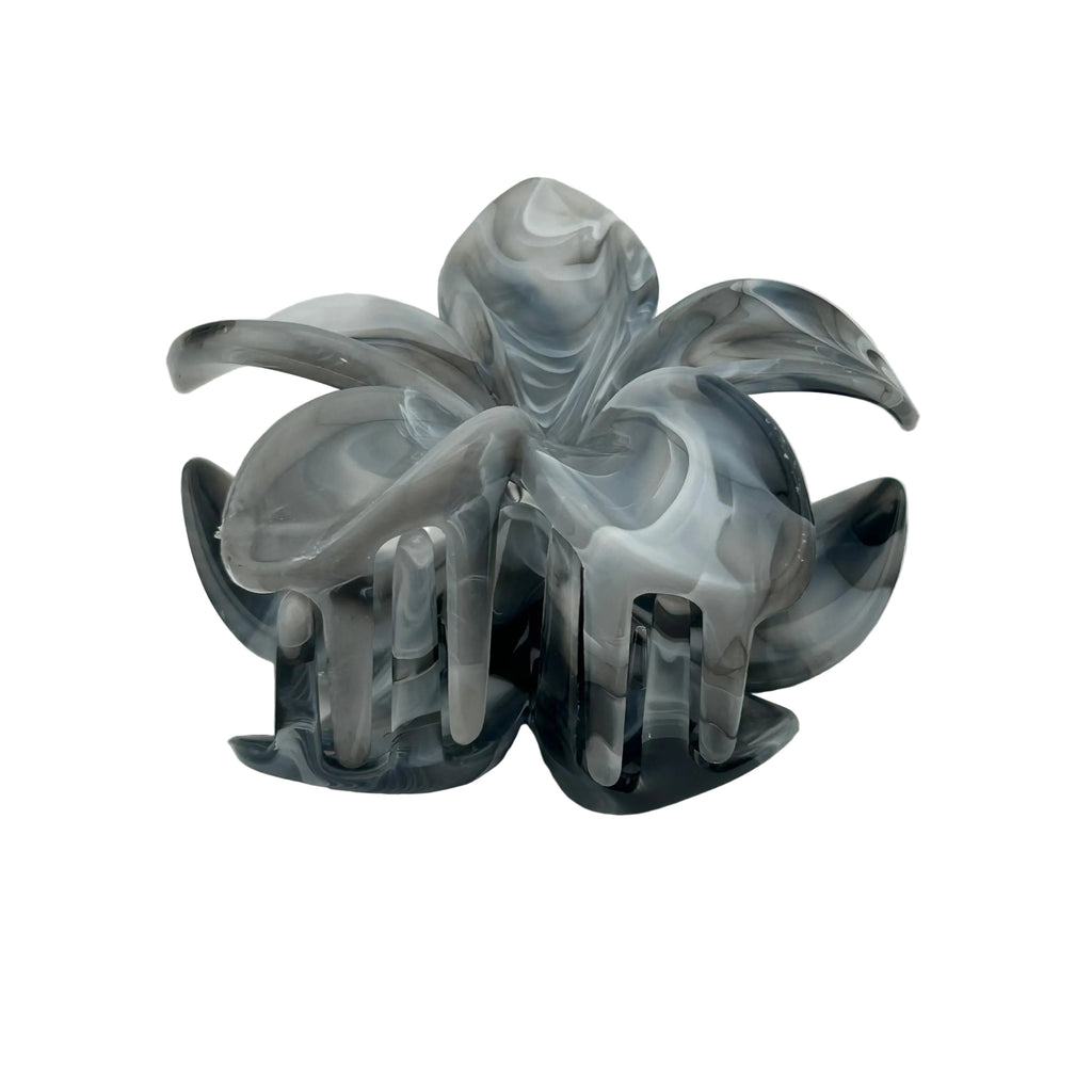 Plumeria Hair Clip - Large: Marbled Light Smoke