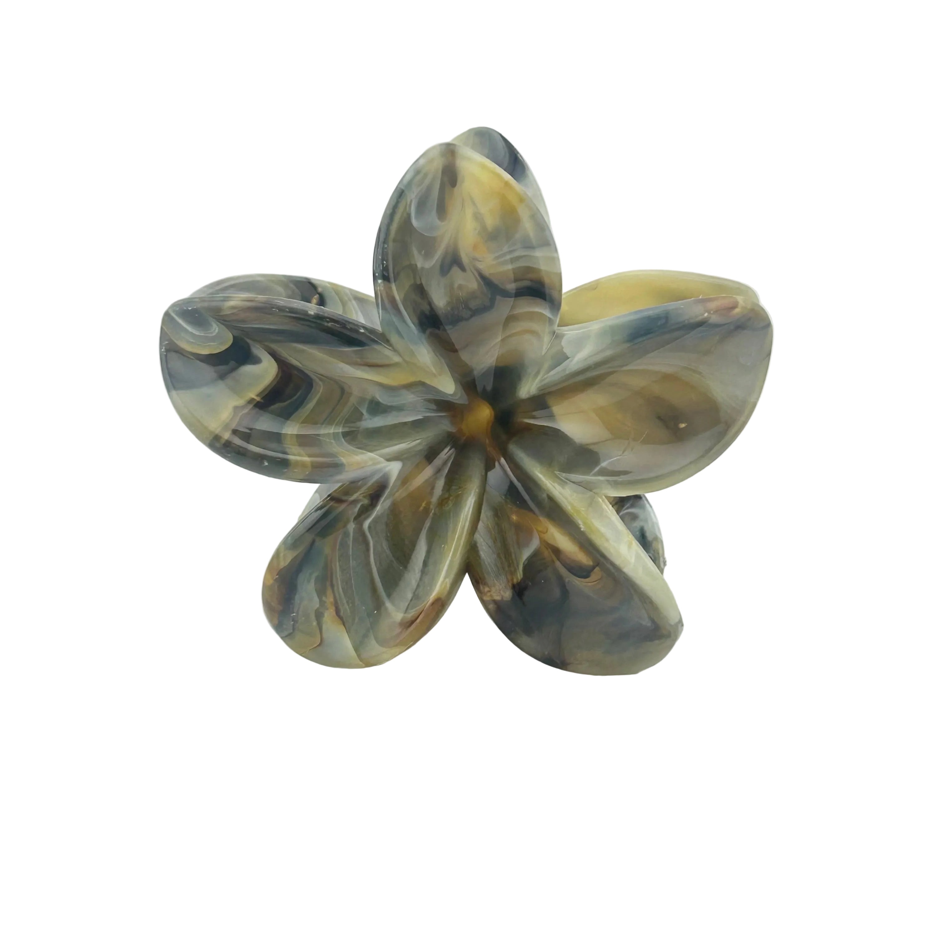 Plumeria Hair Clip - Large: Marbled Cappuccino