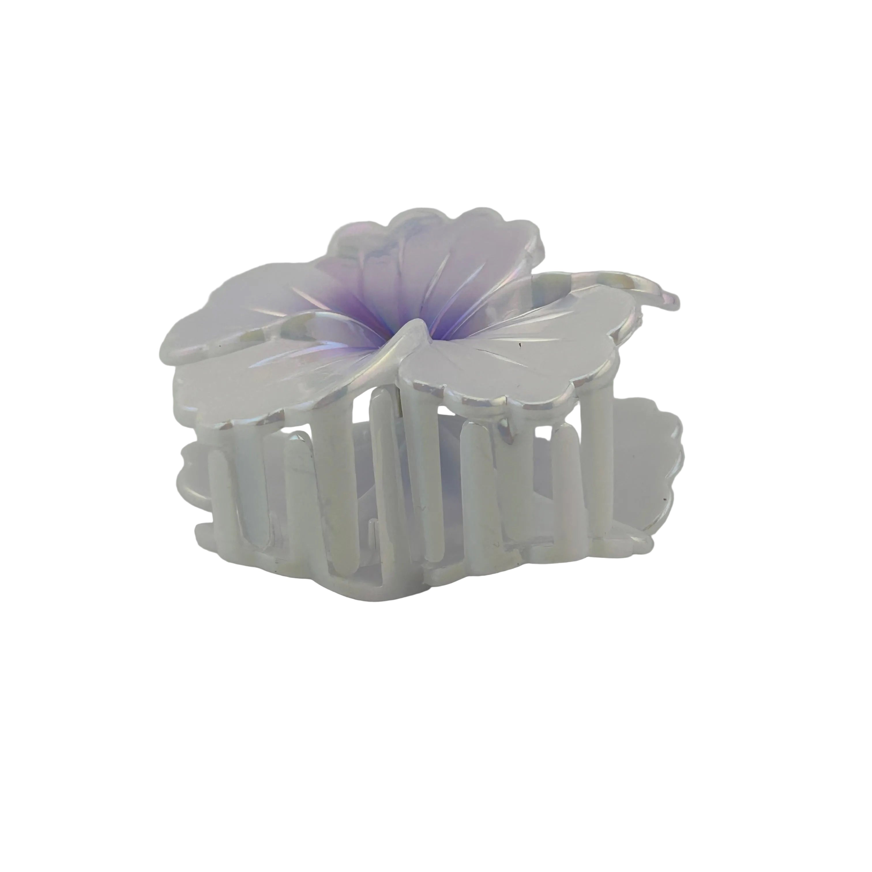 Hibiscus Hair Clip - Large: Iridescent Pearl/Purple
