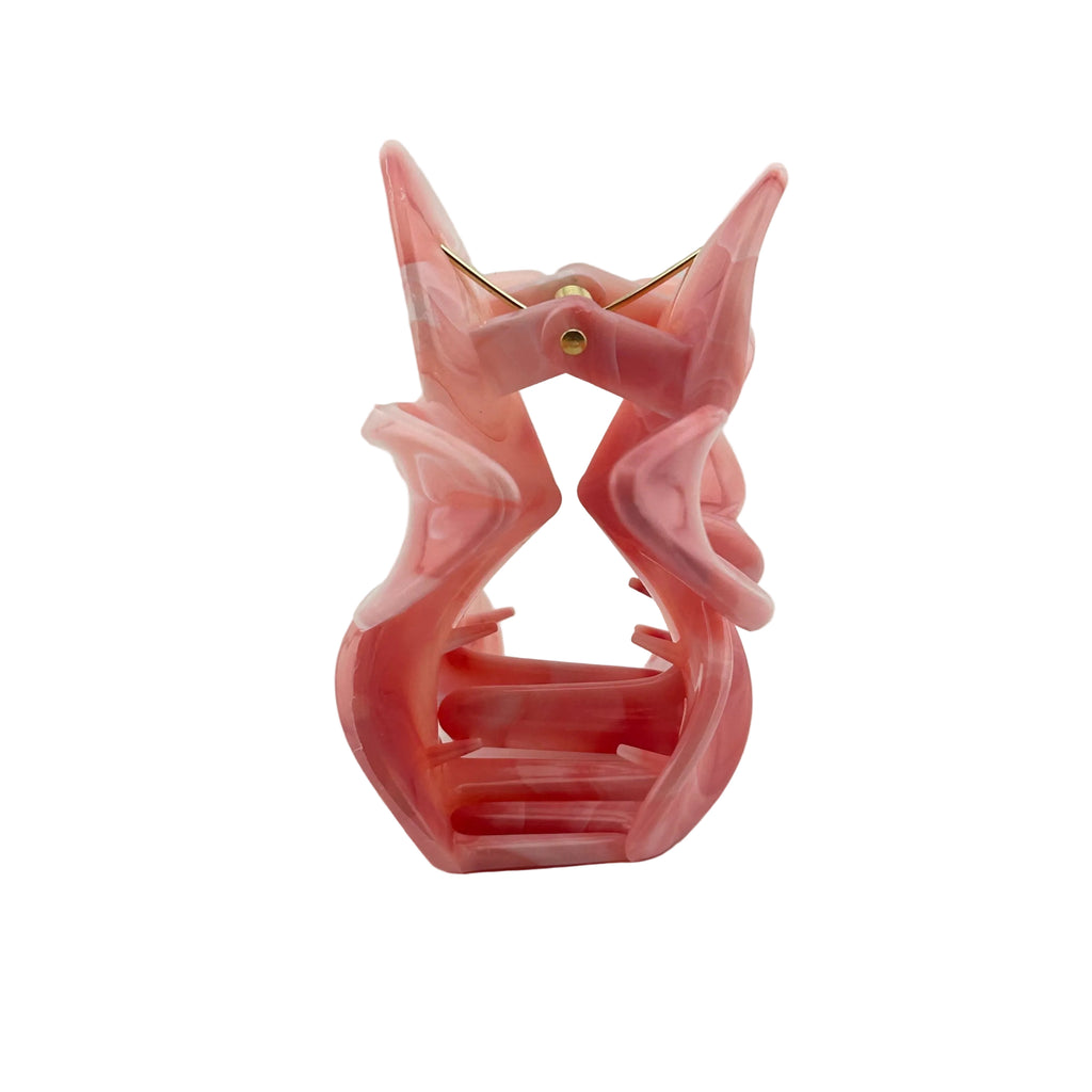 Plumeria Hair Clip - Large: Marbled Pink