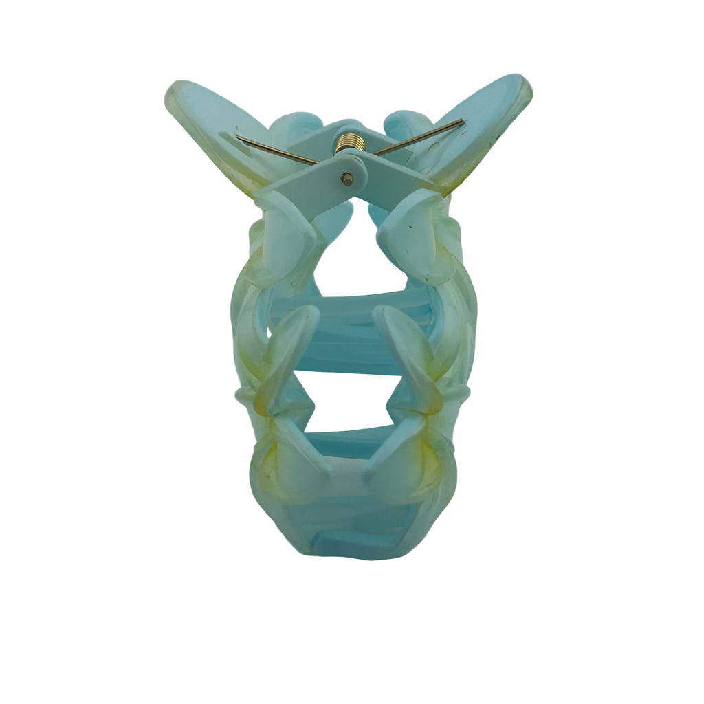 Plumeria Trio Hair Clip - Large: Blue/Yellow