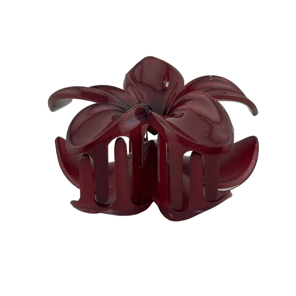 Plumeria Hair Clip - Large: Dark Maroon