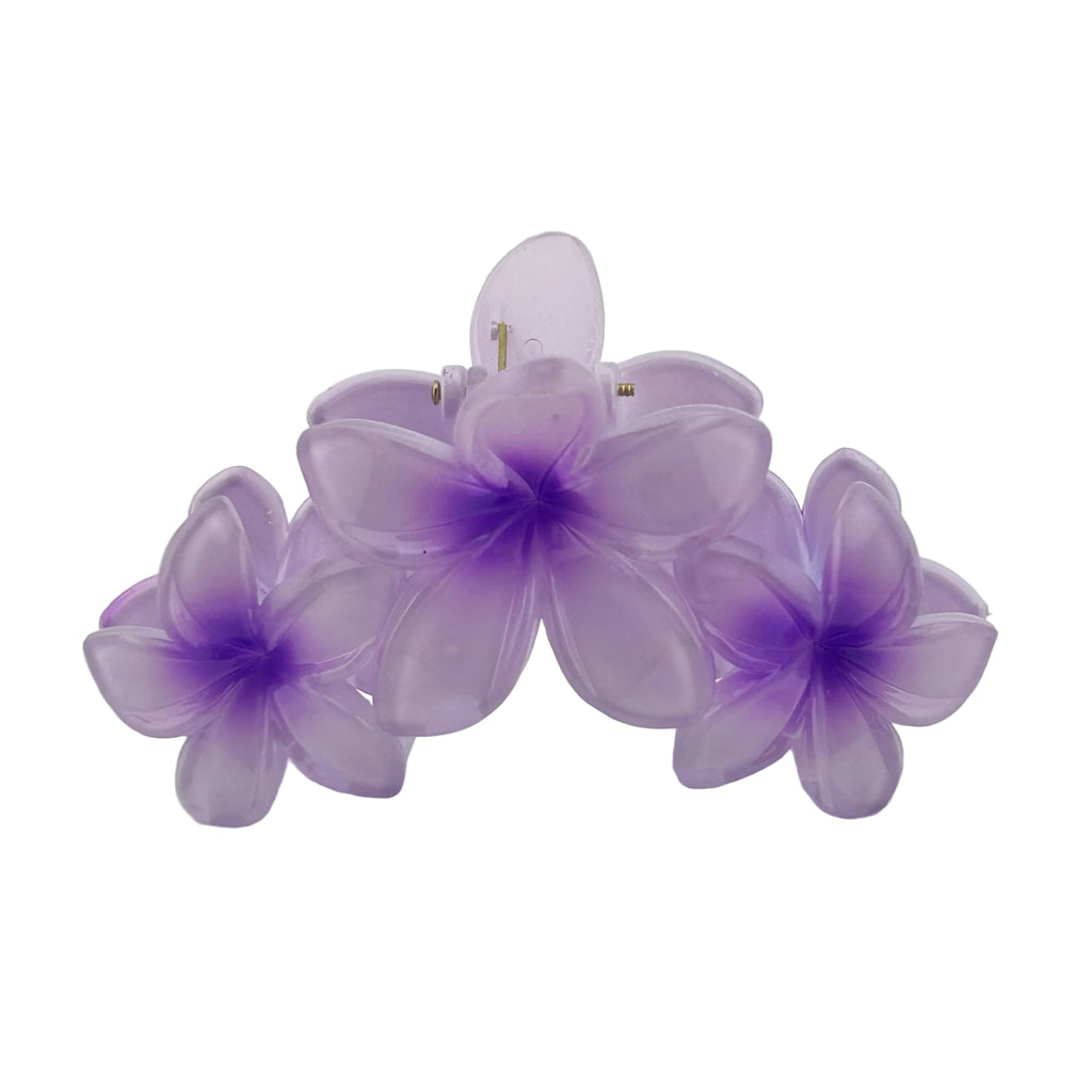 Plumeria Trio Hair Clip - Large: Purple