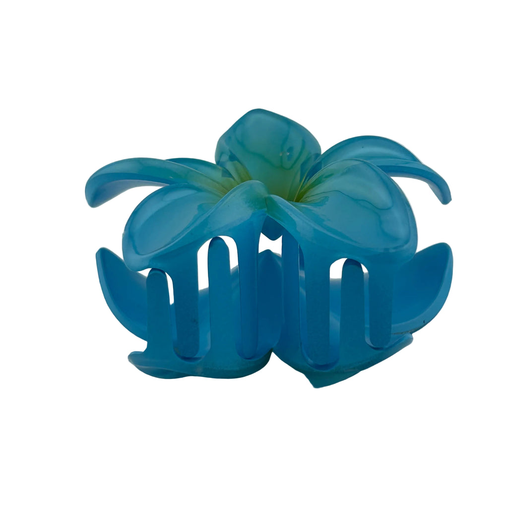 Plumeria Hair Clip - Large: Blue/Green