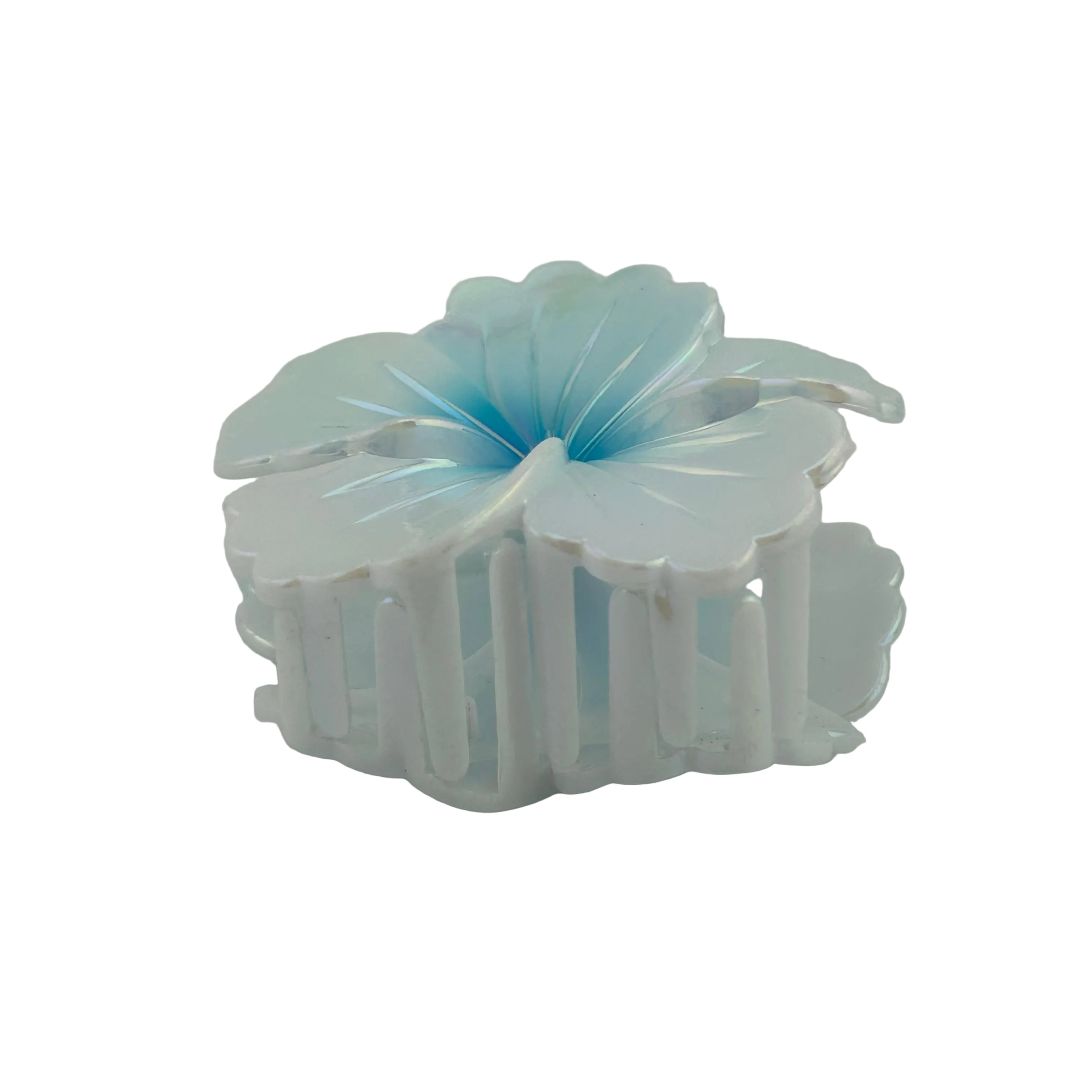 Hibiscus Hair Clip - Large: Iridescent Pearl/Blue