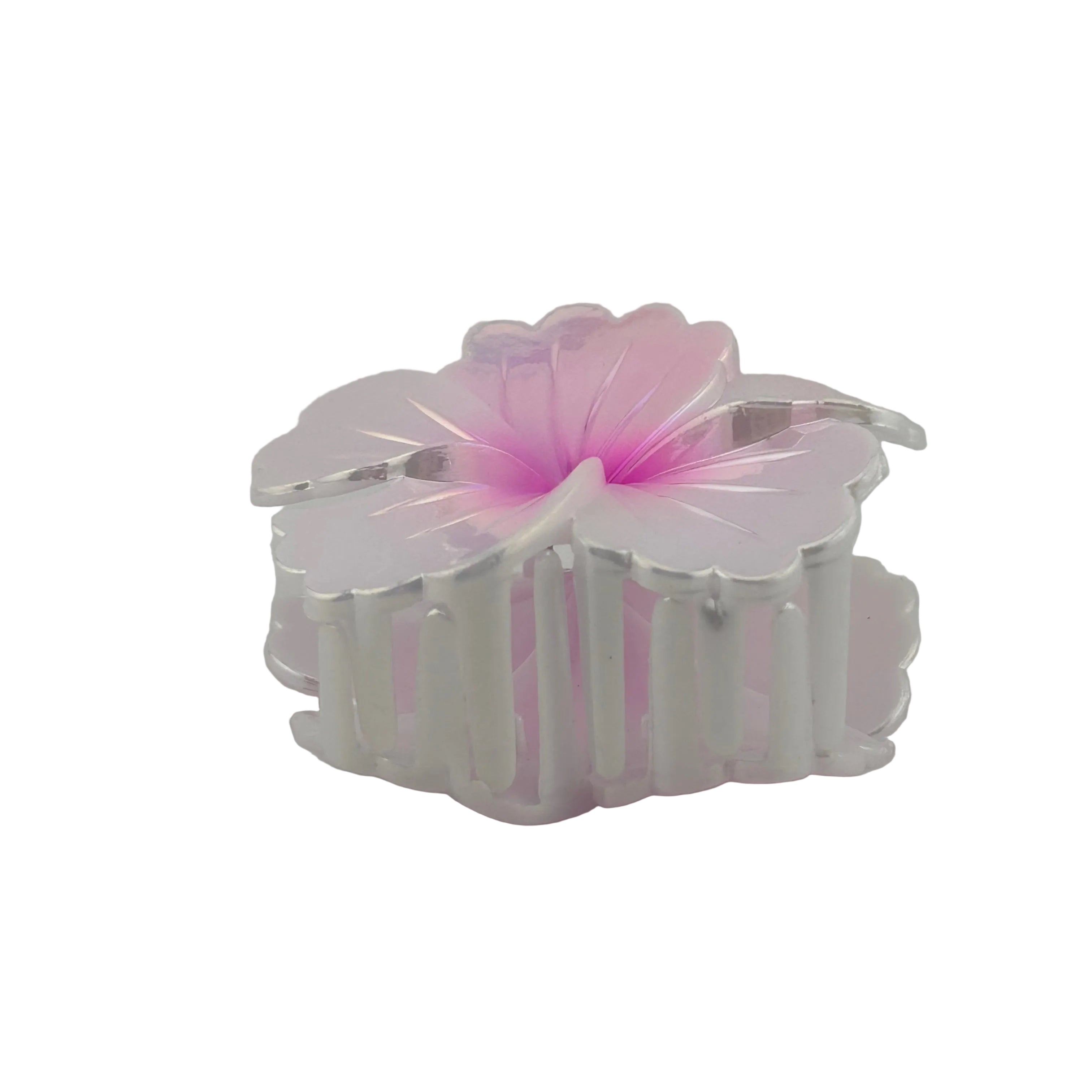Hibiscus Hair Clip - Large: Iridescent Pearl/Pink