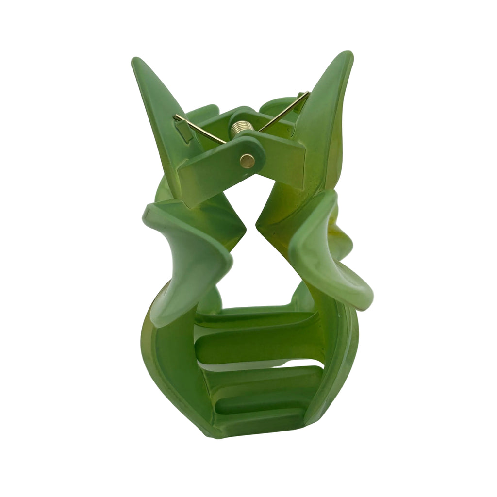 Plumeria Hair Clip - Large: Green/Gold