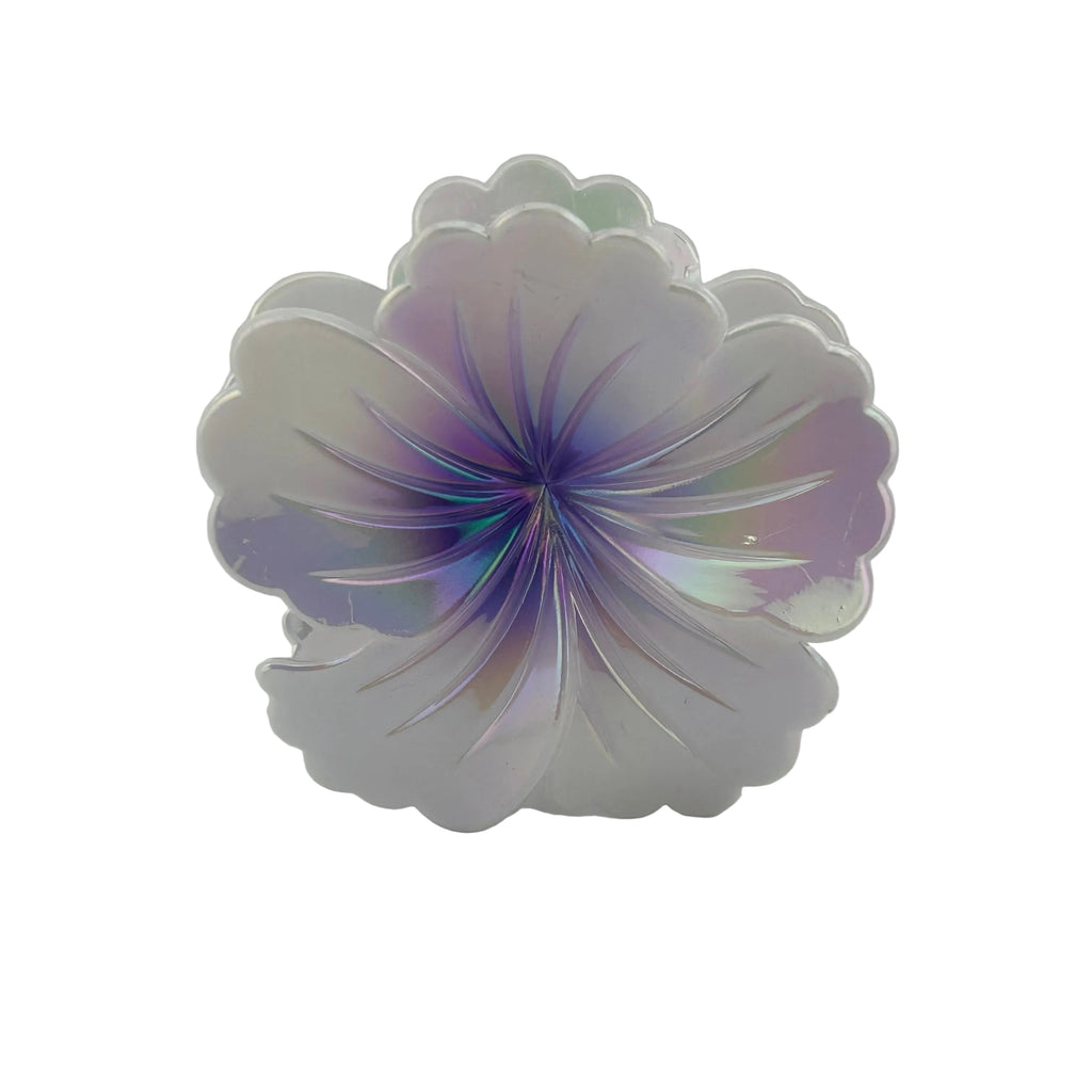 Hibiscus Hair Clip - Large: Iridescent Pearl/Purple