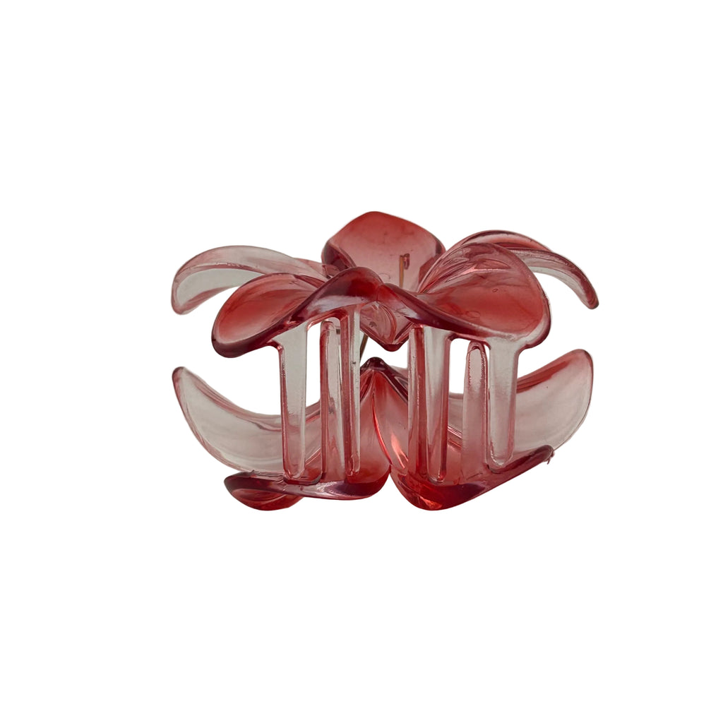 Plumeria Hair Clip - Large: Translucent Red/Clear