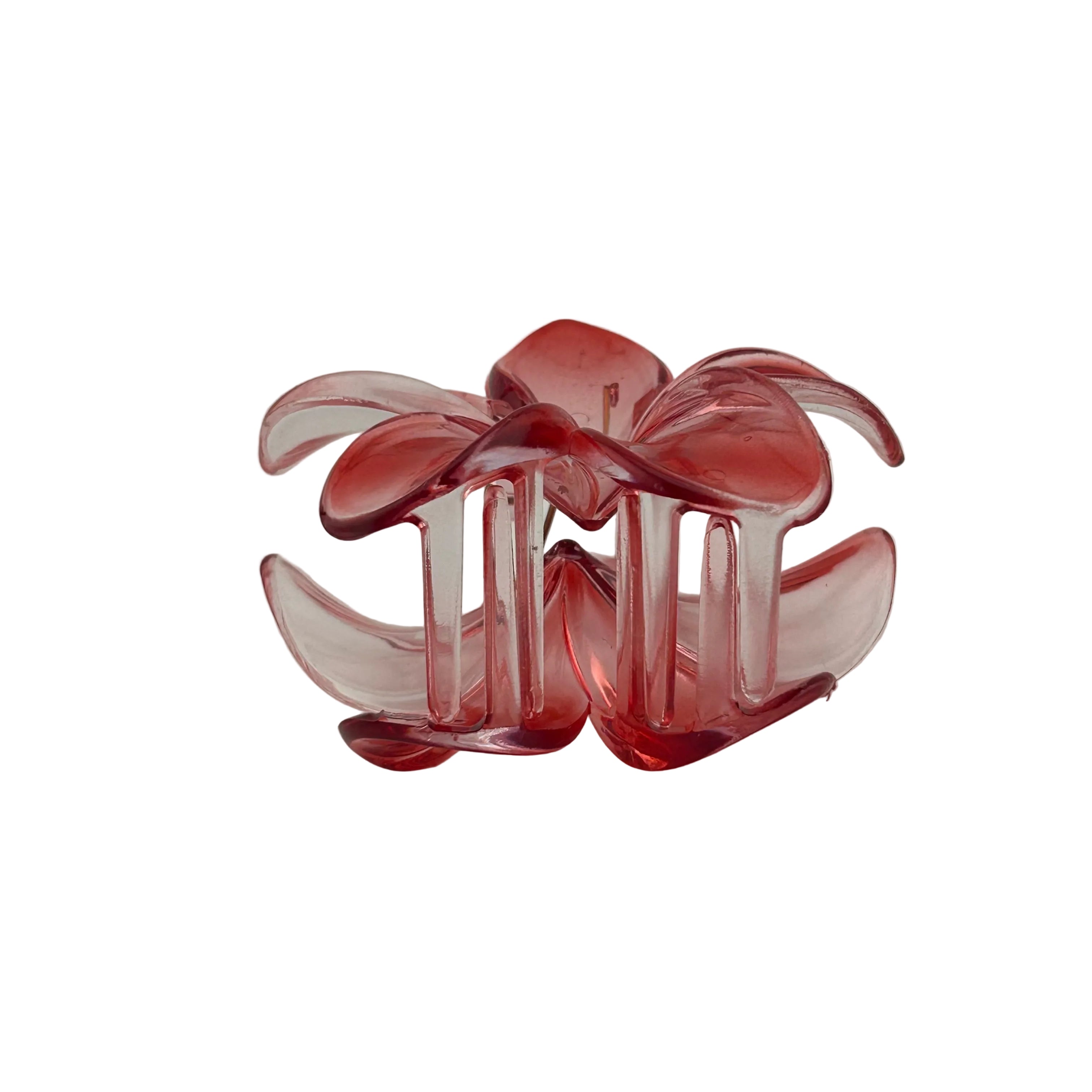 Plumeria Hair Clip - Large: Translucent Red/Clear