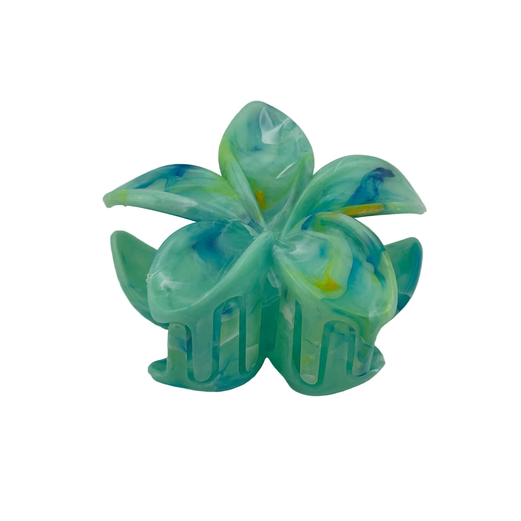Plumeria Hair Clip - Large: Marbled Sea Glass