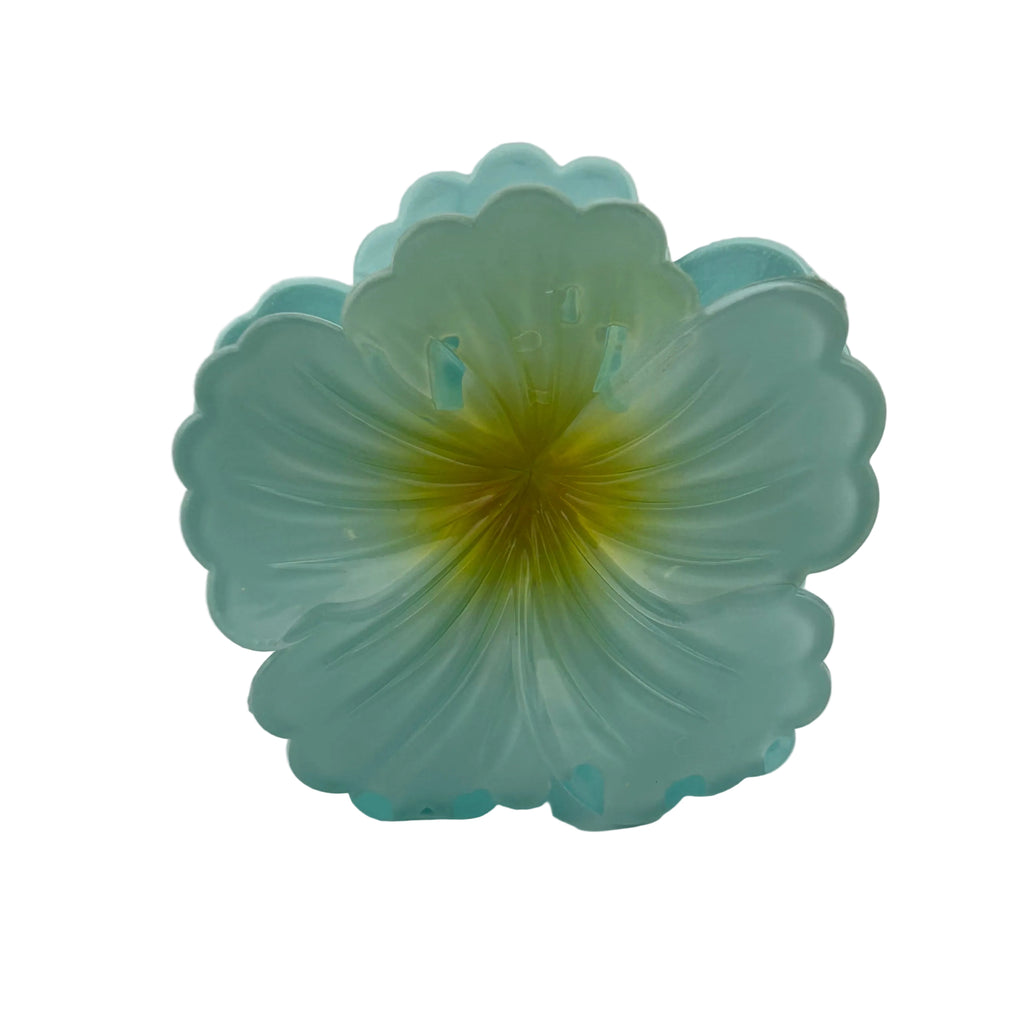 Hibiscus Hair Clip - Large: Light Blue/Gold