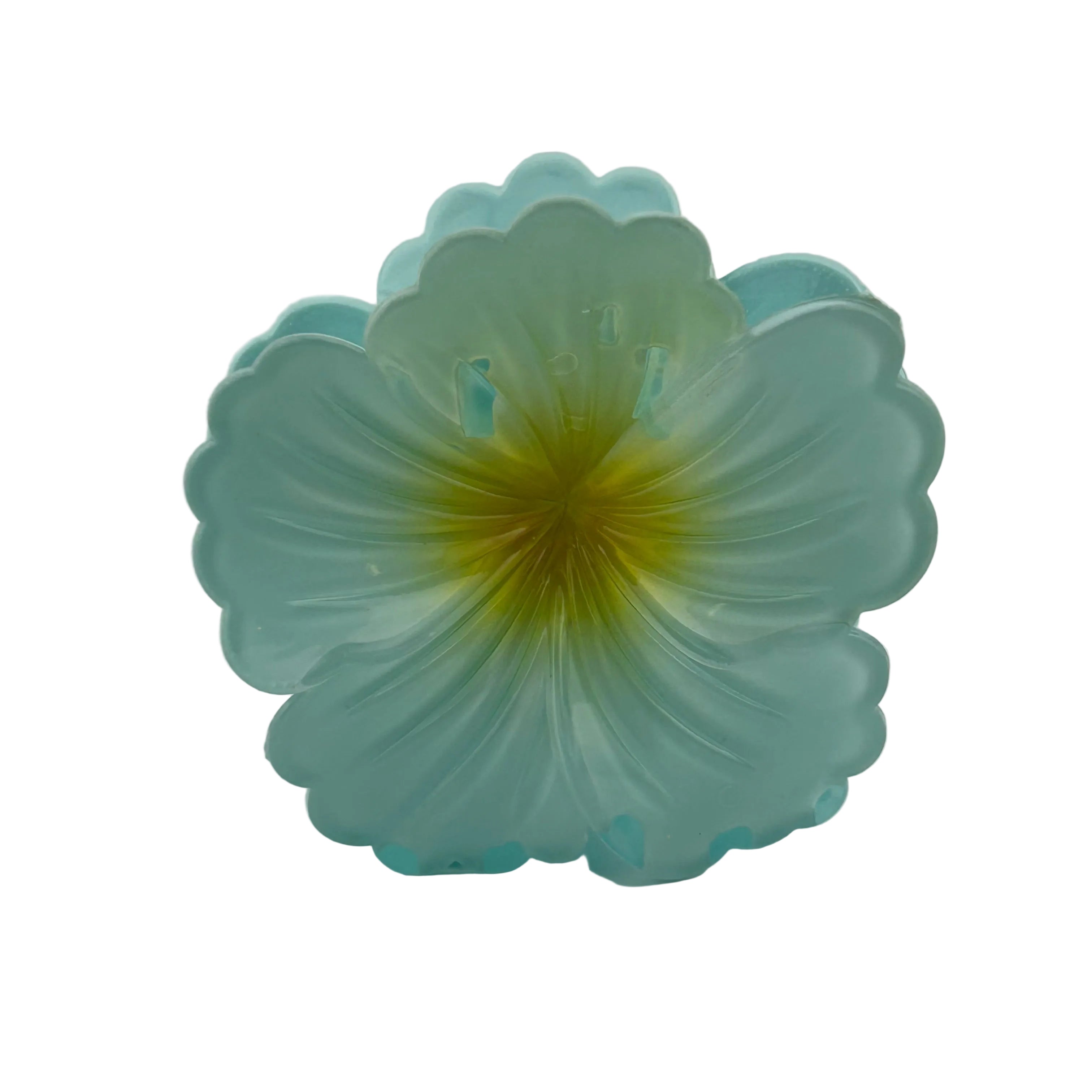 Hibiscus Hair Clip - Large: Light Blue/Gold