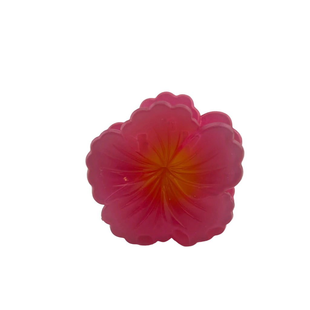Hibiscus Hair Clip - Small: Dark Pink/Yellow