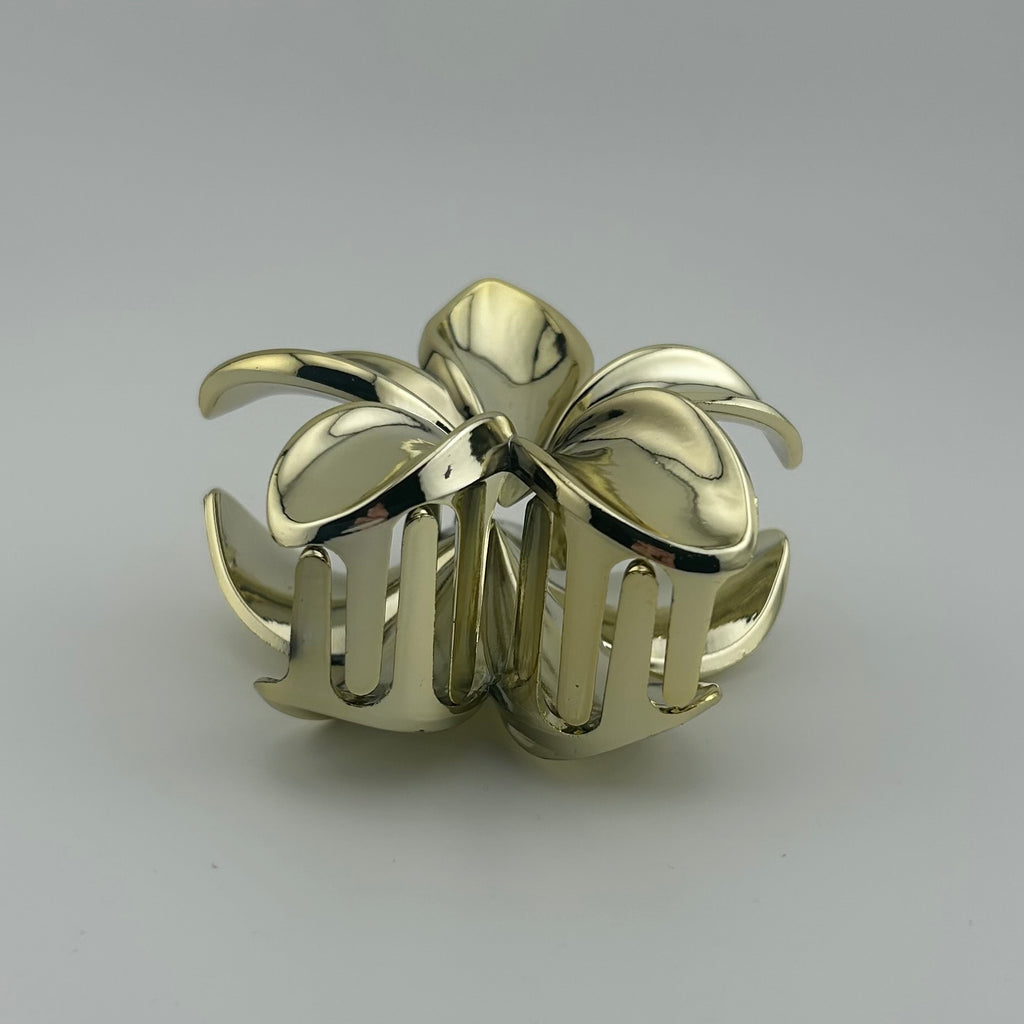 Plumeria Hair Clip - Large: Gold