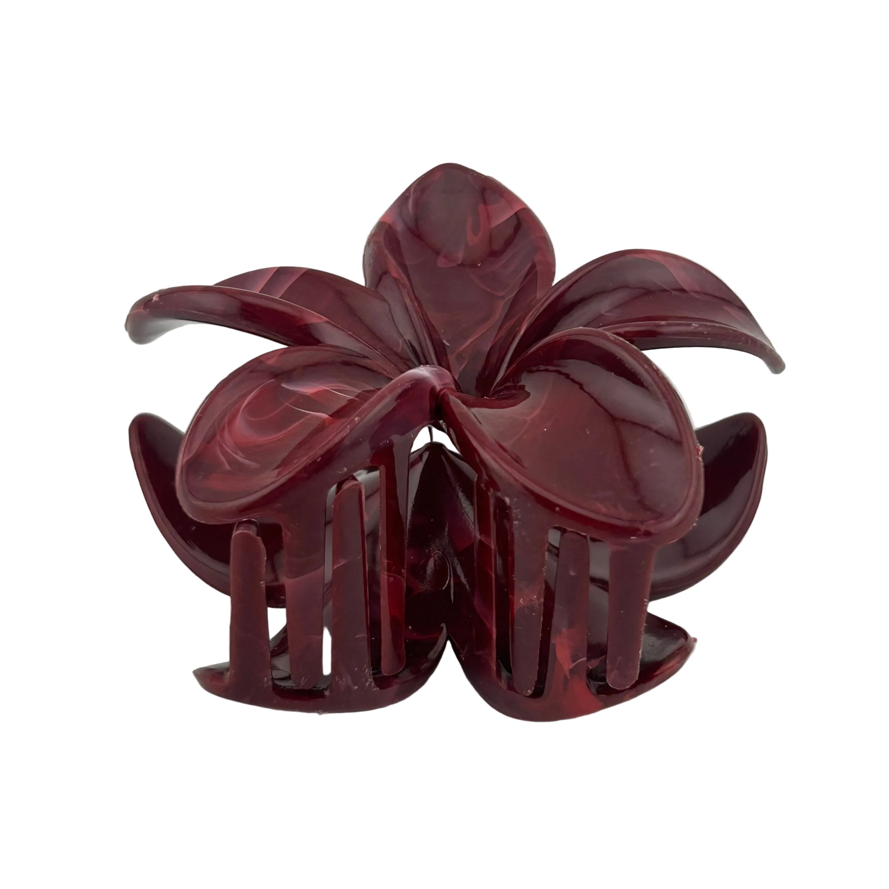 Plumeria Hair Clip - Large: Marbled Burgundy