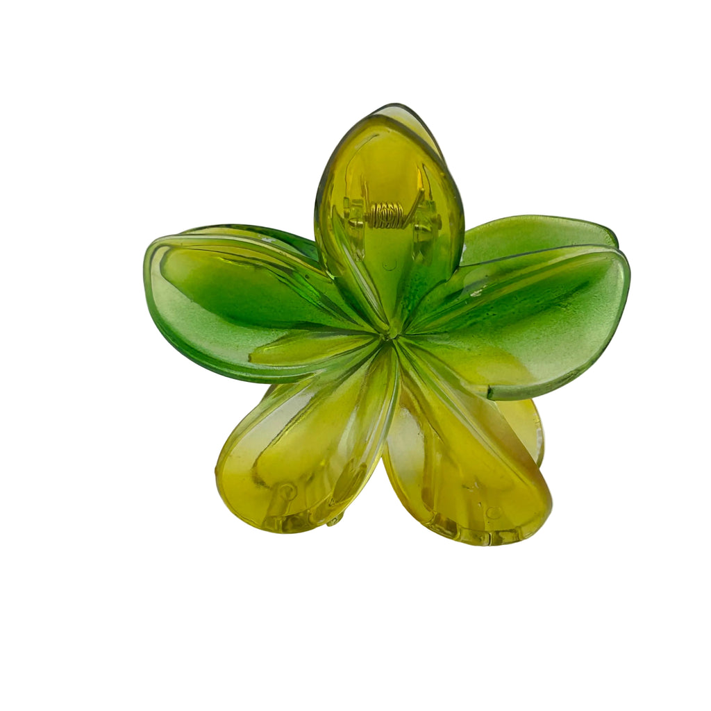 Plumeria Hair Clip - Large: Translucent Yellow/Green