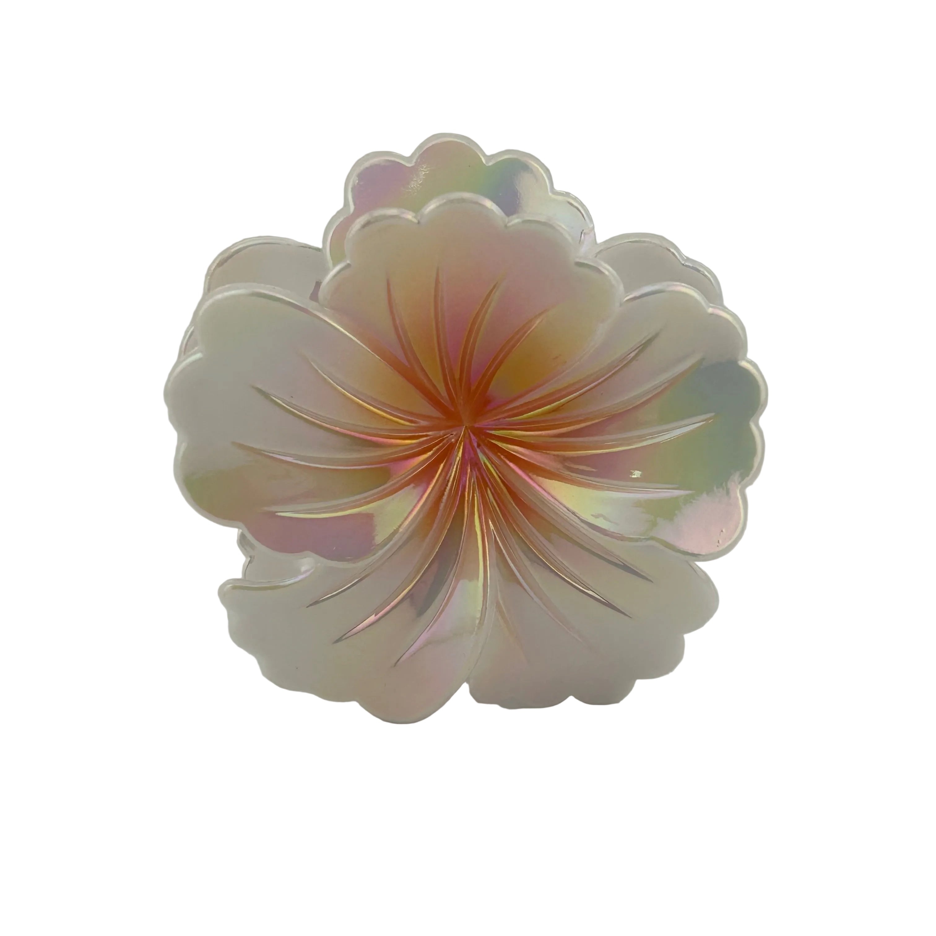 Hibiscus Hair Clip - Large: Iridescent Pearl/Orange
