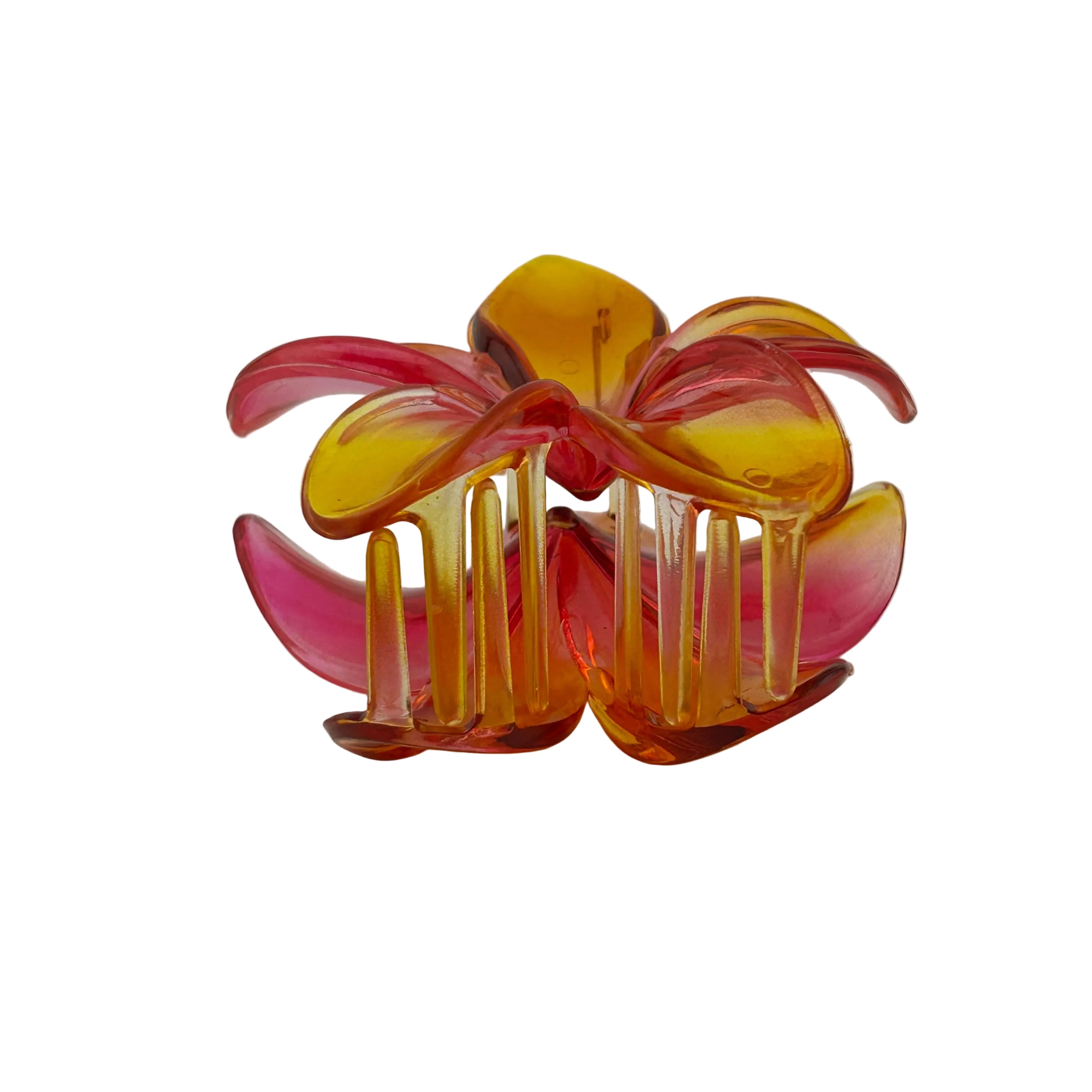 Plumeria Hair Clip - Large: Translucent Orange/Pink