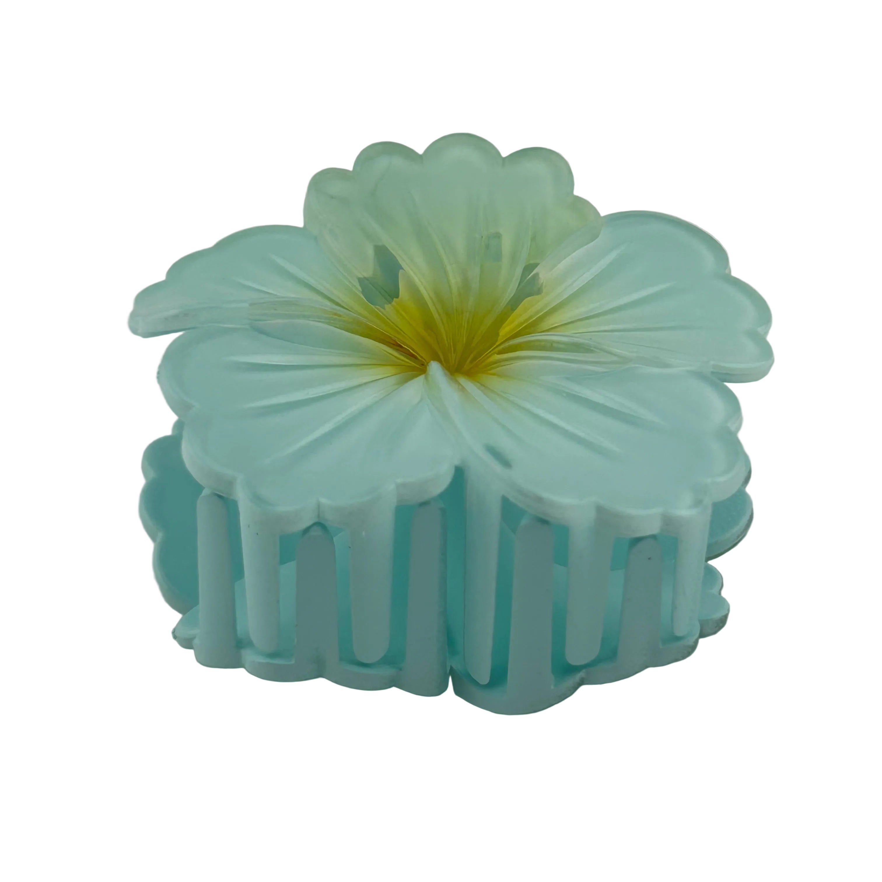Hibiscus Hair Clip - Large: Light Blue/Gold