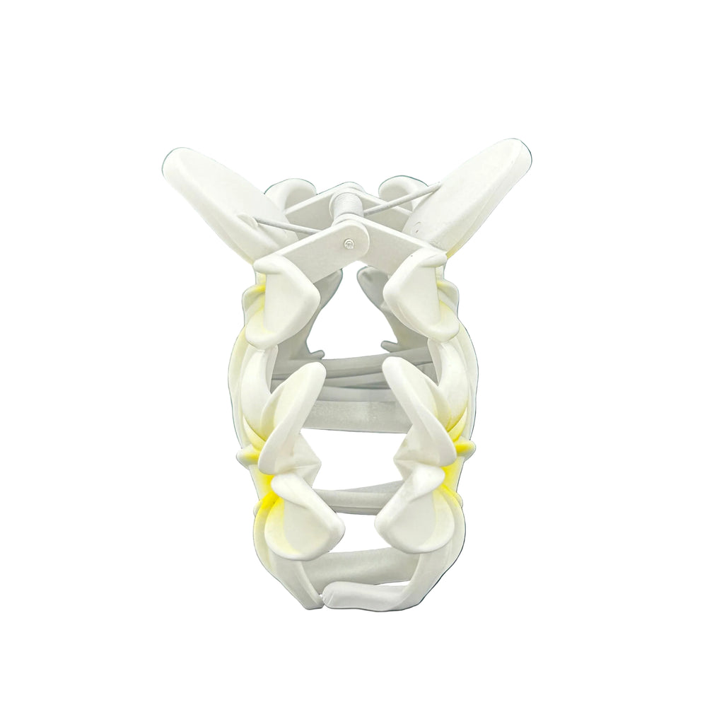 Plumeria Trio Hair Clip - Large: White/Yellow
