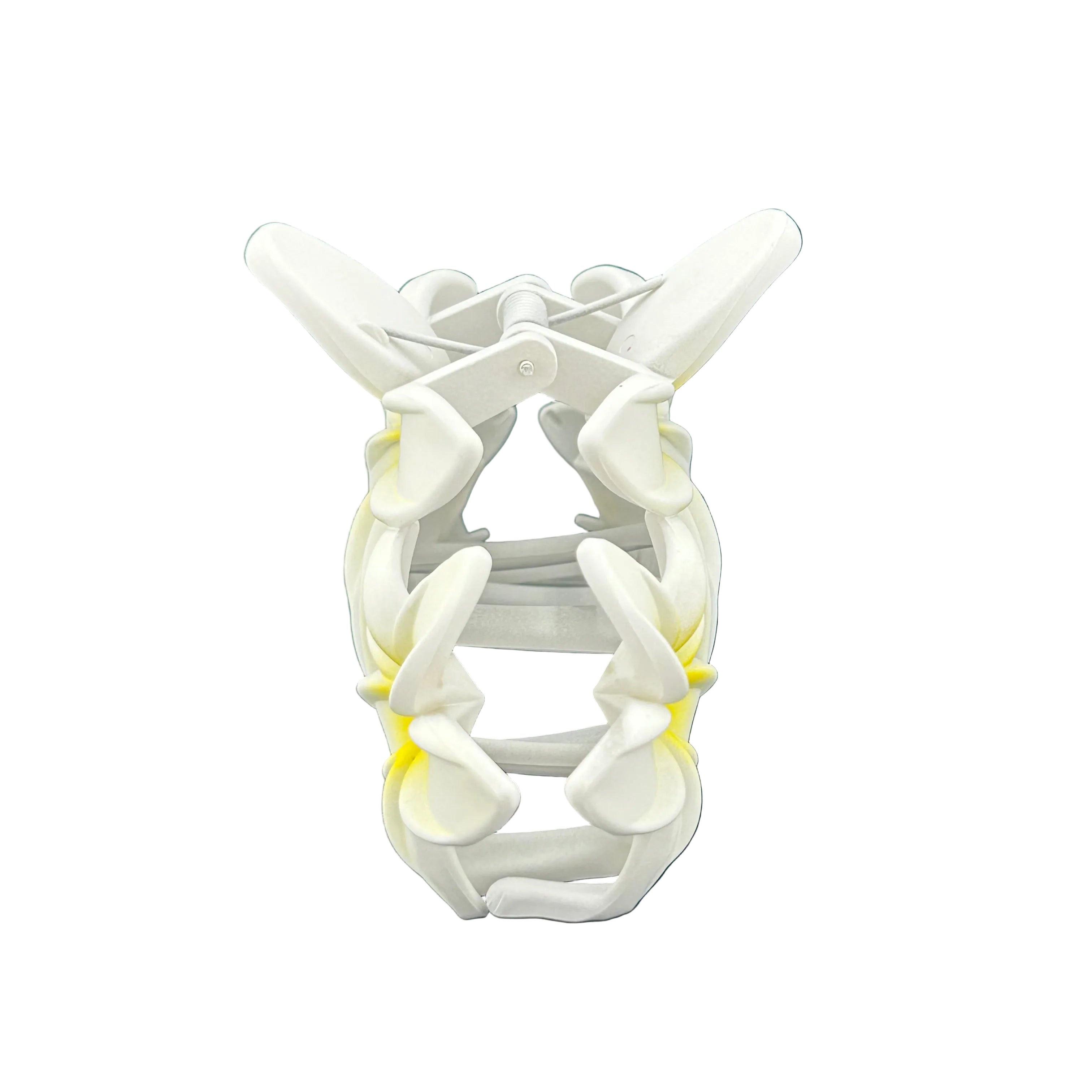 Plumeria Trio Hair Clip - Large: White/Yellow