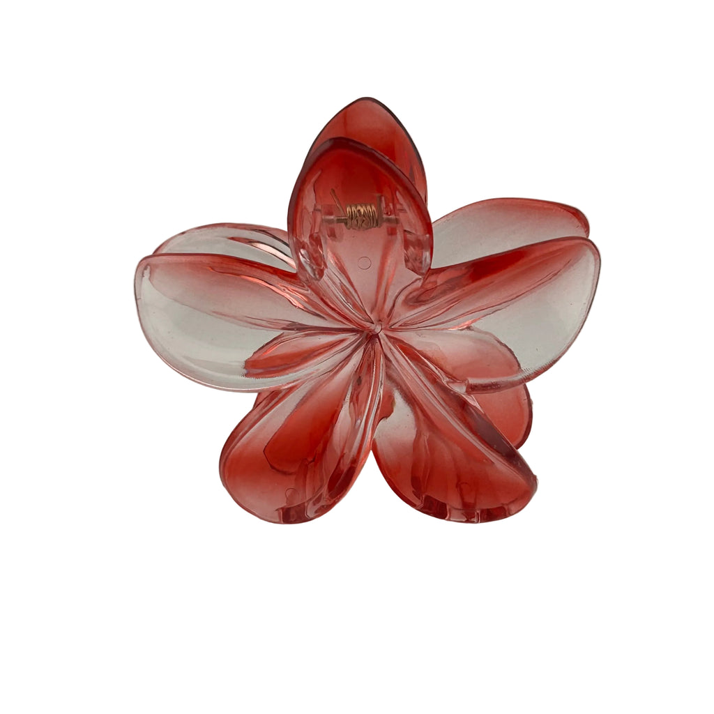Plumeria Hair Clip - Large: Translucent Red/Clear